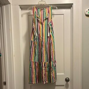 J. Crew Multicolor Striped Sleeveless Maxi Bathing Suit Coverup - Women’s Small